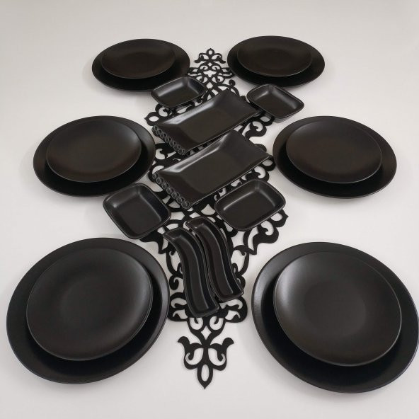 Keramika Ege 20 Parça 6 Kişilik Kahvaltı Takımı Siyah Mat