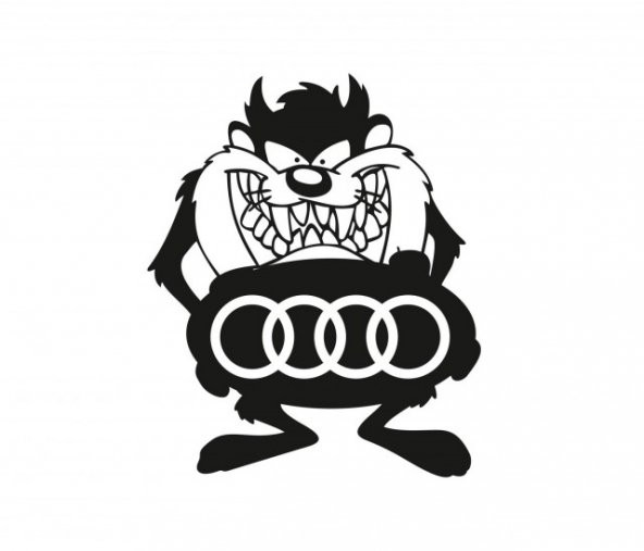 Audi Tazmanya Komik Araba Sticker Yapıştırma