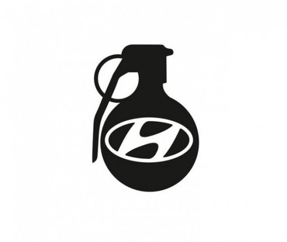Hyundai Araba Komik El Bombası Sticker Yapıştırma