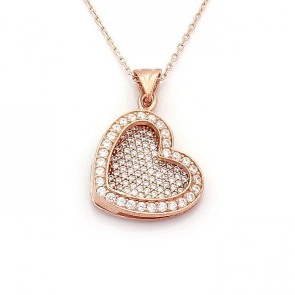 İsim Yazılı Kalpli Rose Model Gümüş Bayan Kolye - Resim 2