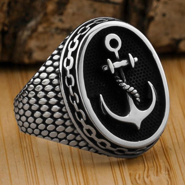 925 Ayar Gümüş Deniz Çapa Model Yüzük ürün görseli 1