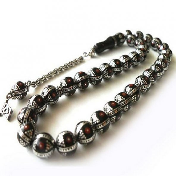 Torna İşçilikli Özel Yapım Arnavut Kamçılı Oltu Tesbih - Resim 2