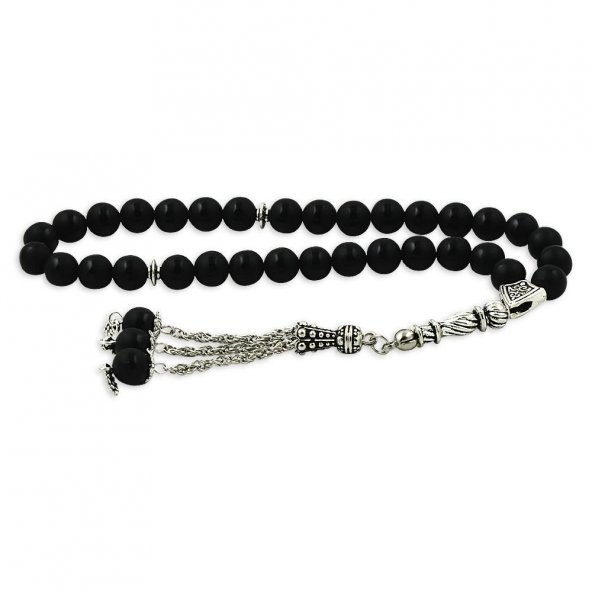 Küre Kesim Siyah Renk Oniks Doğal Taş Tesbih