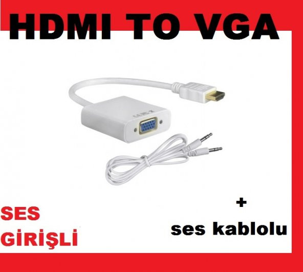 HDMI TO VGA +SESLİ MONÜTÖRÜ TV YAPMA APARATI UYDU CİHAZI İÇİN