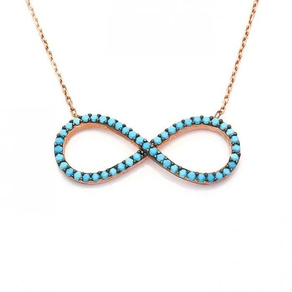 Turkuaz Nano Taşlı Sonsuzluk Model Gümüş Kolye ürün görseli