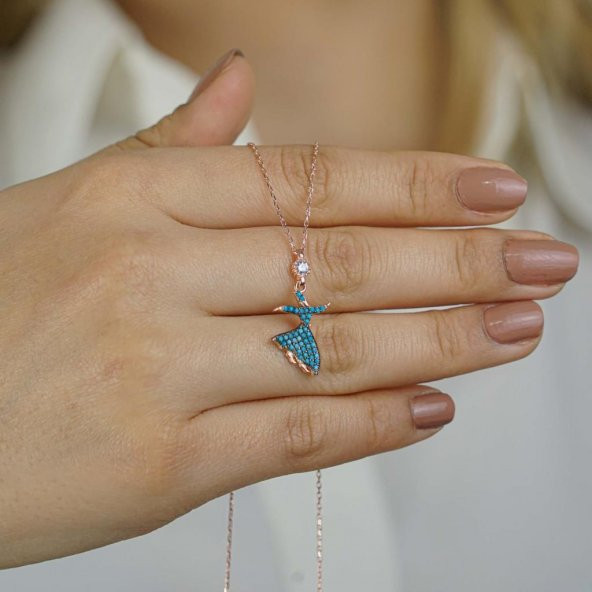 Turkuaz Nano Taş Semazen Model Bayan Kolye ürün görseli 1