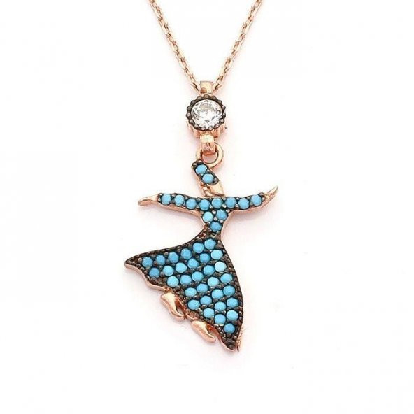 Turkuaz Nano Taş Semazen Model Bayan Kolye - Resim 3