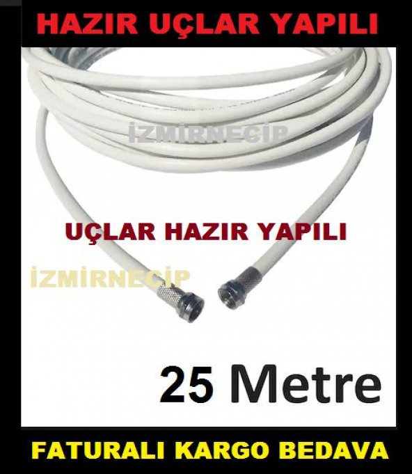 25 METRE UCLARI HAZIR YAPILI ANTEN KABLOSU UYDU ANTEN ÇANAK LNB