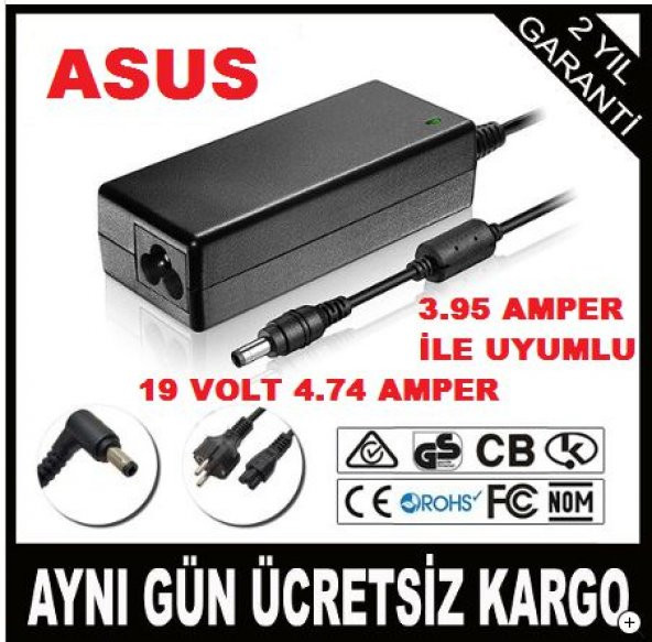 Asus K52VJ UYUMLU ŞARJ ADAPTÖR19 VOLT 4,74 AMPER ŞARZ