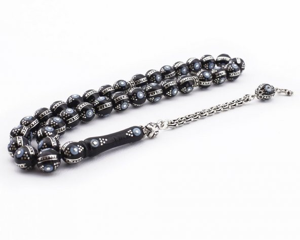 Firuze ve Yarma İşlemeli Erzurum Oltusu Tesbih - Resim 3