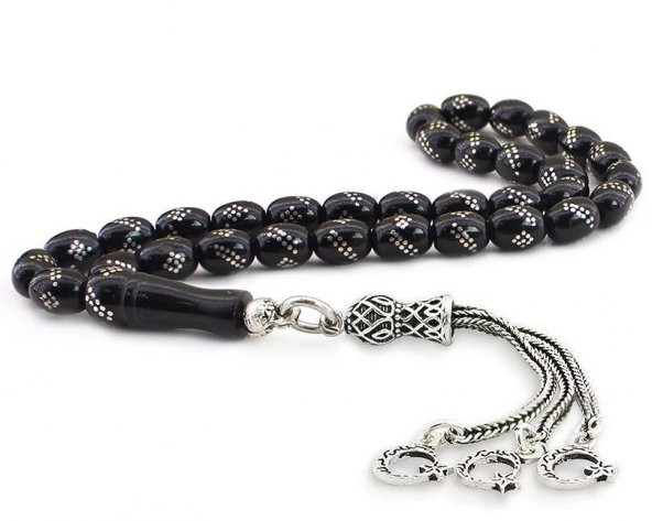 925 Ayar Gümüş Ayyıldız Püsküllü İşlemeli Gürcistan Oltusu Tesbih ürün görseli