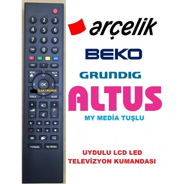 ARÇELİK cec BEKO ALTUS GRUNDİG UYDULU LCD LED TV KUMANDASI