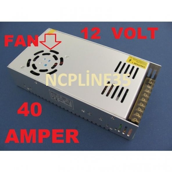 ADAPTÖR METAL KASA FANLI AKIM KORUMALI 12V 40A SOĞUTUCU FANLI