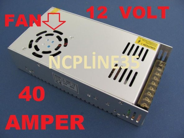 NCPLİNE 12 volt 40 AMPER FANLI METAL KASA ADAPTÖR AKIM KORUMALI FAN LI