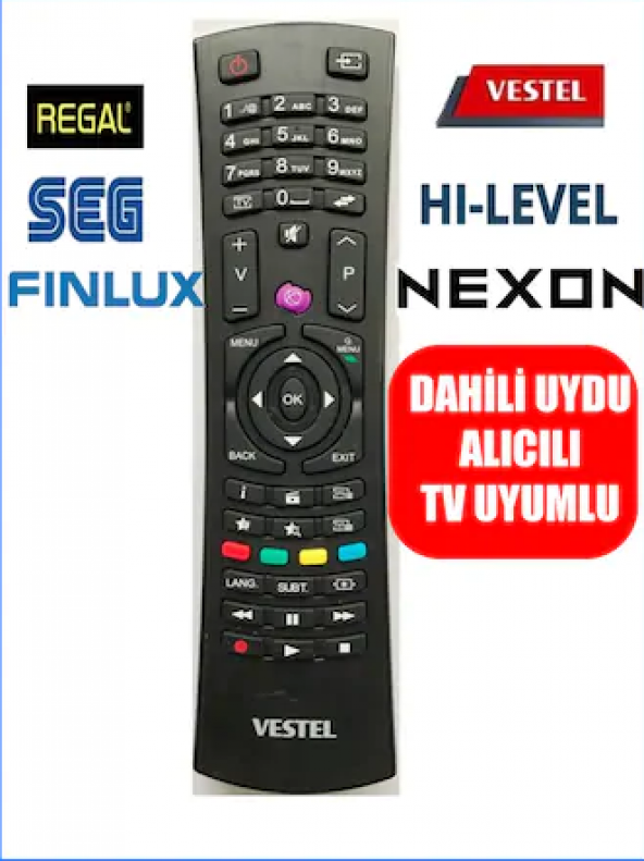 Vestel Hi-Level Regal Finlux Led Uydu Alıcılı TV kumandas MOR TUŞ