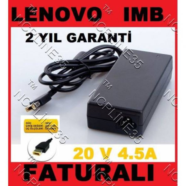 Lenovo ibm 20V 4.5A USB Kare Uç Notebook Adaptör Şarj Aleti A++