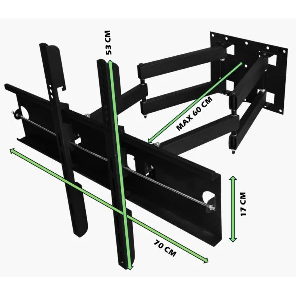 NCPLİNE 32 İNÇ 65 İNÇ ARASI ÇİFT KOLLU HAREKETLİ TV ASKI APARATI - 3