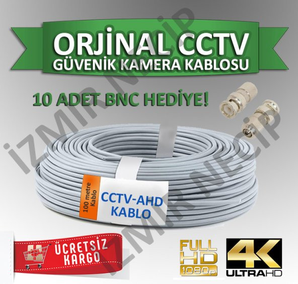 100 METRE KAMERA KABLOSU+10 ADET BNC KONNEKTÖR HEDİYELİ KALİTELİ