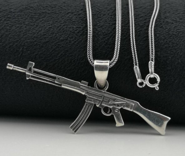 925 Ayar Gümüş Silah Kolye - 3