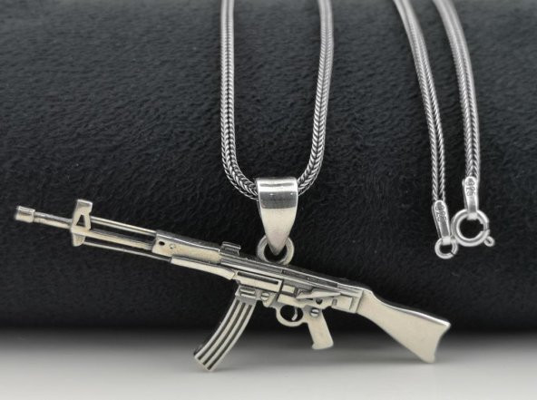 925 Ayar Gümüş Silah Kolye - 4