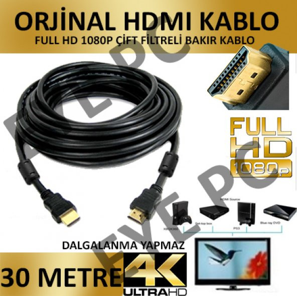 30 METRE HDMI OKULLAR KURUMLAR OFİSLER İÇİN PROJEKSİYON KABLOSU