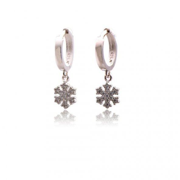 Zirkon Taşlı Kar Tanesi Gümüş Küpe ürün görseli 1