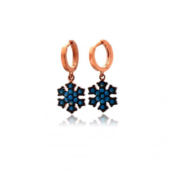 Turkuaz Nano Taşlı Kar Tanesi Gümüş Küpe ürün görseli