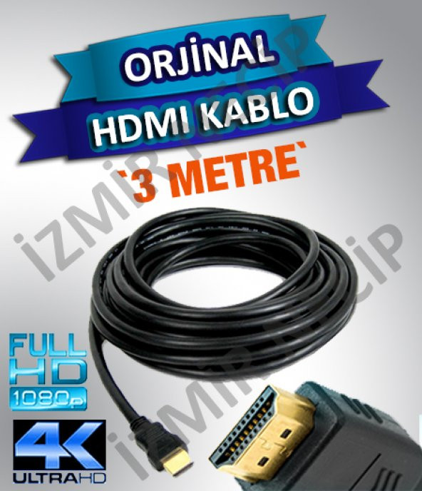 3 METRE HDMI UYDU TV LED PLAZMA TV ARASI KABLO FULLHD 4K ULTRAHD