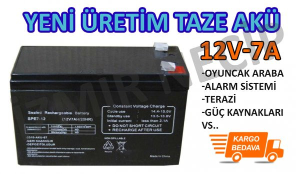 12 VOLT 7 AMPER GÜVENLİK ALARM AKÜSÜ KALİTELİ SAĞLAM UZUN ÖMÜRLÜ