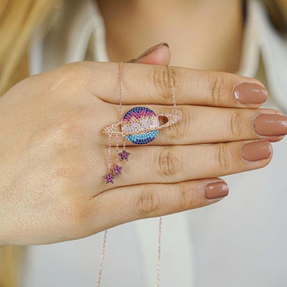 925 Ayar Gümüş Zirkon Taşlı Gezegen Kolye ürün görseli