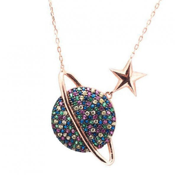 925 Ayar Gümüş Gezegen Kolyesi ürün görseli