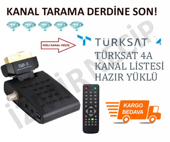 NCPLİNE TÜRKSAT 4A HAZIR YÜKLÜ SIRALI BÖCEK MİNİ UYDU ALICISI