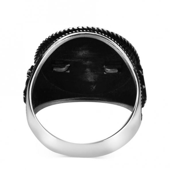 925 Ayar Gümüş Pusula Yüzük - Resim 5