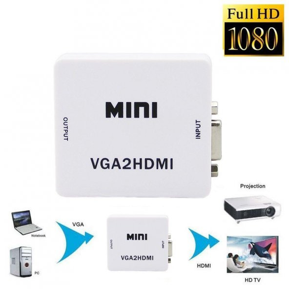 VGA HDMI ÇEVİRİCİ BİLGİSAYAR TV ARASI ÇEVİRİCİ