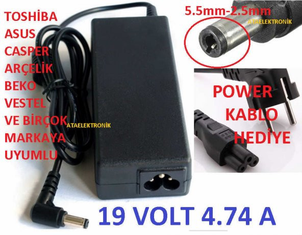 CAPER UYUMLU ADAPTÖR 19 VOLT 4.74 AMPER SIFIR ÜRÜN