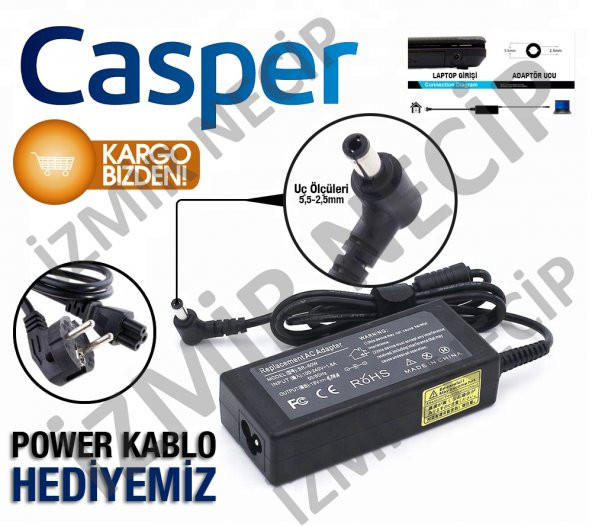 UYGUN FİYATLI CASPER UYUMLU ŞARJ CİHAZI 19V 4.74A ADAPTÖR