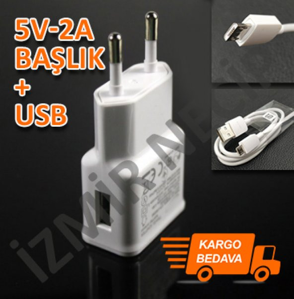 SAMSUNG GALAXY MODEL TELEFONLARA UYUMLU 5V 2AMPER  2Lİ BAŞLIK ADAPTÖR SET