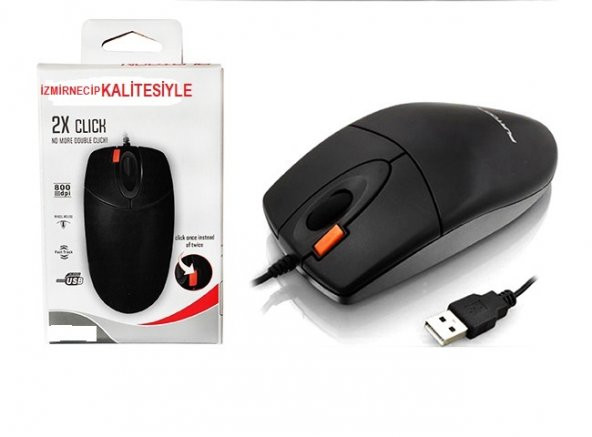 double click USB GİRİŞLİ OPTİK KABLOLU MOOUSE MAUS