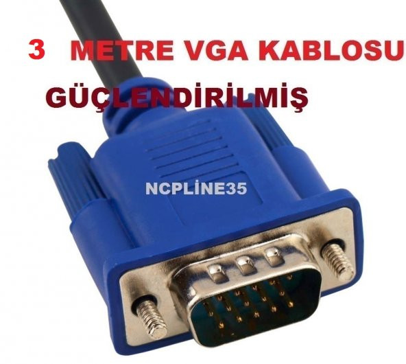 NCPLİNE 3 METRE 3MT VGA WGAPROJEKSİYON BİLGİSAYAR LAPTOP TELEVİZYON KABLO