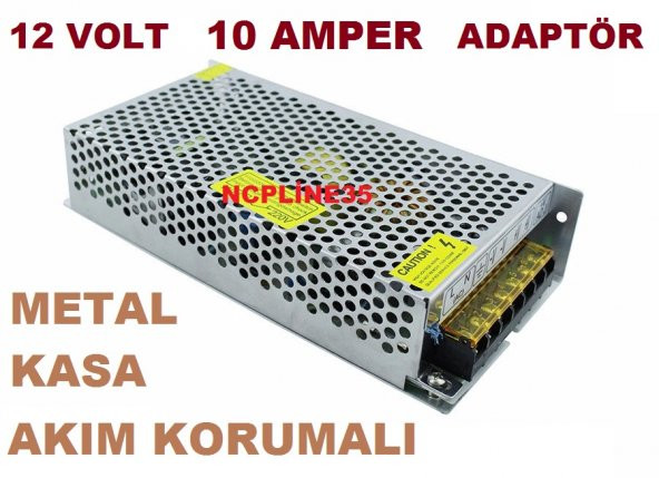 12 VOLT 10 AMPER METAL KASA KAMERA ALARM GÜVENLİK DVR ADAPTÖRÜ