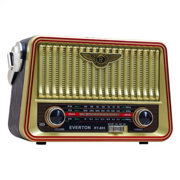 Everton RT-805 Bluetooth, Usb/Sd/Aux/Fm 5 Band Radyo Nostalji Müzik Kutusu Büyük Boy