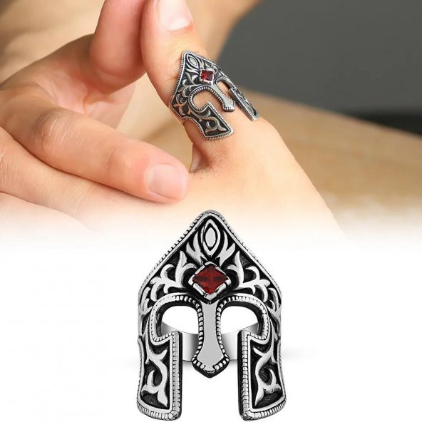 925 Ayar Gümüş Miğfer Yüzük ürün görseli