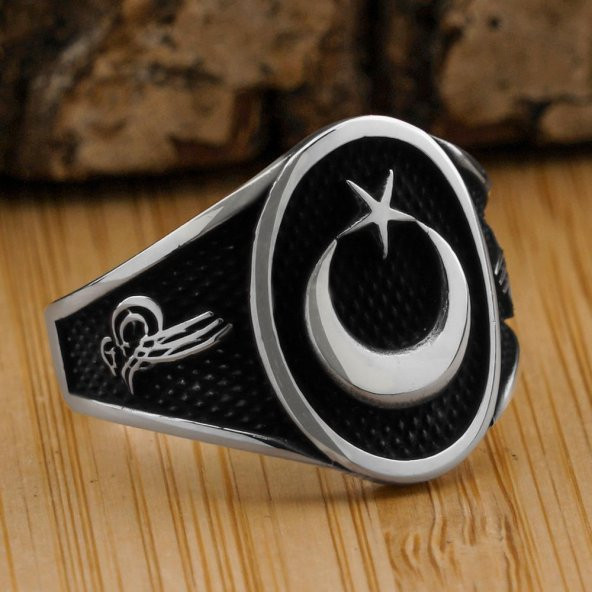 925 Ayar Gümüş Ay Yıldız Yüzük ürün görseli