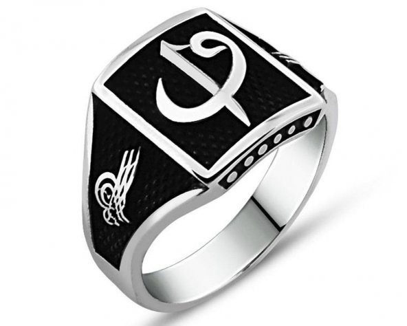 925 Ayar Gümüş Tuğralı  Elif Vav Yüzük - Resim 3