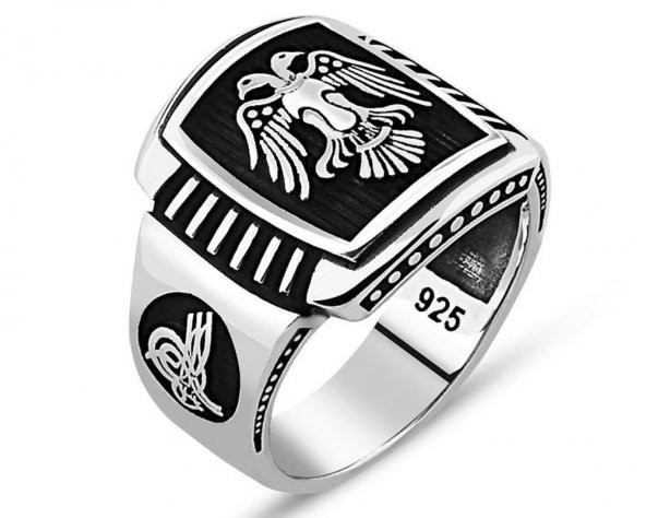 925 Ayar Gümüş Çift Başlı Kartal Yüzük ürün görseli 1