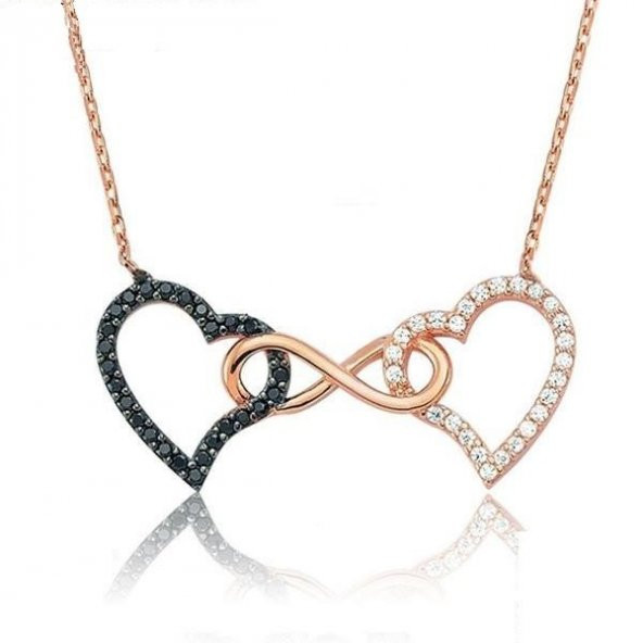 Kalp Kalbe Karşı Model Bayan Gümüş Kolye ürün görseli 1