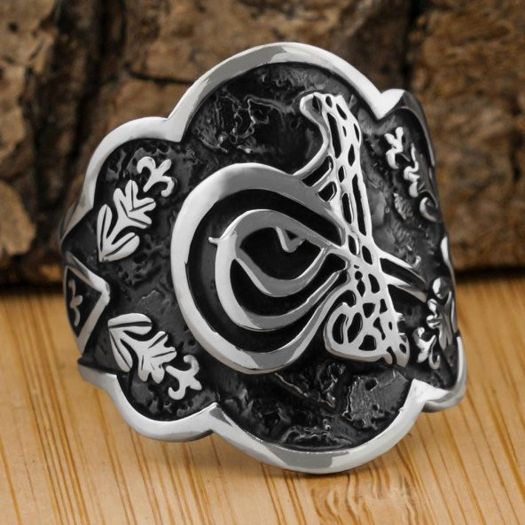 Gümüş Tuğra Motifli Okçu (Zihgir) Model Yüzük ürün görseli