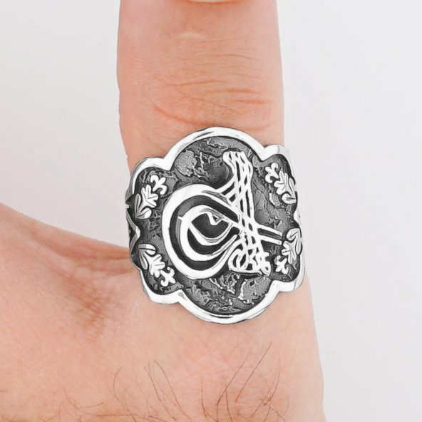 Gümüş Tuğra Motifli Okçu (Zihgir) Model Yüzük - Resim 2