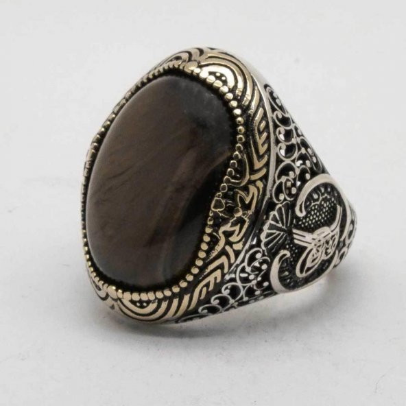 925 Ayar Gümüş Kaplangözü Taşlı gümüş Yüzük - Resim 4