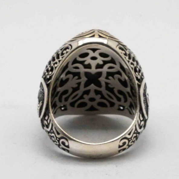 925 Ayar Gümüş Kaplangözü Taşlı gümüş Yüzük - Resim 5